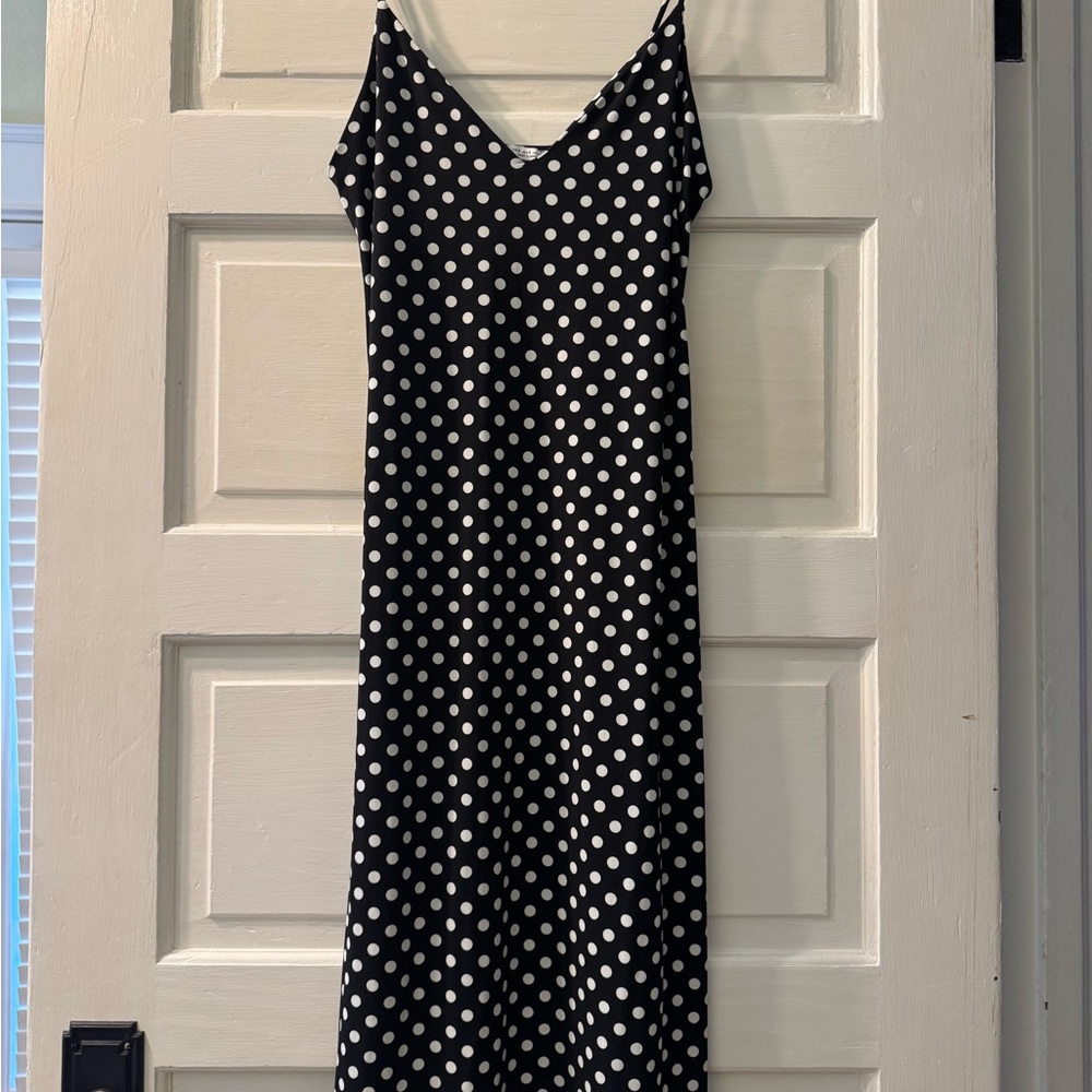 Zara Black and White Slip Dress with Spaghetti Straps